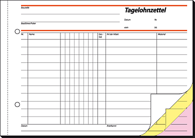 Sigel Tagelohnbuch/SD065 DIN A5 quer Inh.3x40 BL