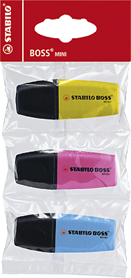 Stabilo Boss MINIpop Textmarker/07/3-12 gelb, blau, pink Inh.3