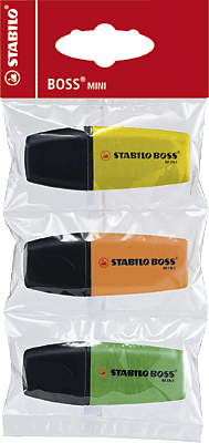 Stabilo Boss MINIpop Textmarker/07/3-11 gelb, orange, grün Inh.3