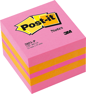 Post-it Haftnotizwürfel Mini/2051-P 51x51 mm pink Inh.400 Blatt