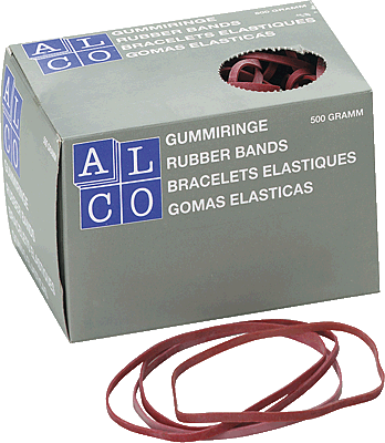 Alco Gummibänder im Karton/755 130x4 mm rot Inh.500 g