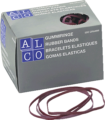 Alco Gummibänder im Karton/757 150x4 mm rot Inh.500 g