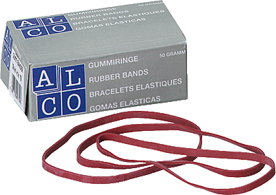 Alco Gummibänder im Karton/750 130x 4 mm rot Inh.50 g