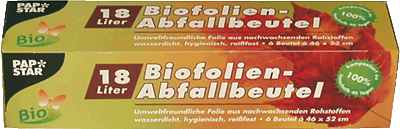 Papstar Bio-Müllbeutel/14178 18 l transparent 25 my Inh.6