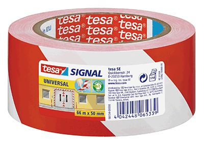 Tesa Signal Markierungsklebeband Universal (PP) rot/weiß/58134-00000-00 66m:50mm