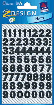 Avery Zweckform Zahlenetiketten/3781 10 mm schwarz wetterfest Inh.0-9