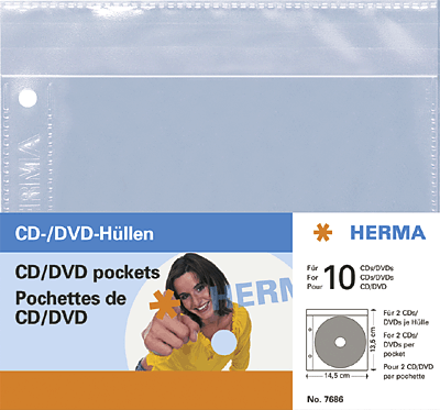 Herma CD/DVD 2er-Hüllen/7686 145 x 135 mm Inh.5