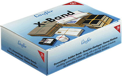 Läufer X-Bänder im Karton/59102 / 515198 150 x 11 / Ø 100 mm bunt Inh.100 g