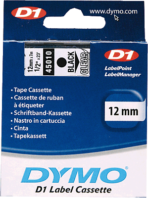 Dymo Schriftbänder D1/S0720500 schwarz/transparent. 12 mm x 7 mm