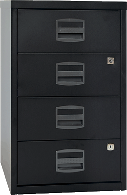Light Büroschubladenschrank /PFA4S433 H672xB413xT400 mm schwarz