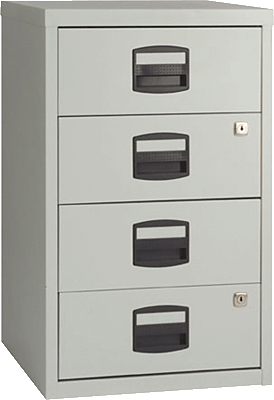 Light Büroschubladenschrank /PFA4S445 H672xB413xT400 mm lichtgrau