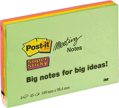 Post-it Meeting Notes/6445-4SS 149x98mm sortiert Inh.4
