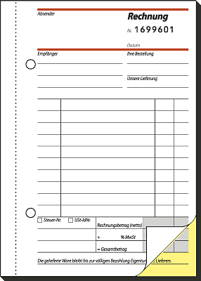 Sigel Rechnungsbücher mit fortlaufender Nummerierung/SD133 A6 Inh.2x50 Blatt