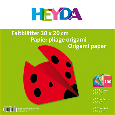 Heyda Faltblätter/204875520 20x20 cm sortiert 60 g/qm Inh.100 Blatt