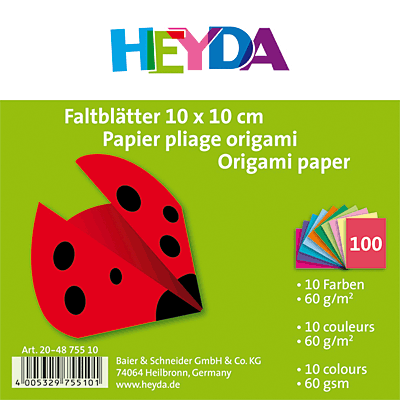 Heyda Faltblätter/204875510 10x10 cm sortiert 60 g/qm Inh.100 Blatt