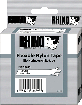 Dymo Beschriftungsband 19mm für Rhino/S0718120 19 mm x 3,5 m schwarz / weiß Nylon
