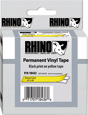 Dymo Beschriftungsband 12mm für Rhino/S0718450 12 mm schwarz/gelb Inh.5,5 m