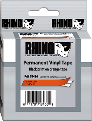 Dymo Beschriftungsband 12mm für Rhino/S0718490 12 mm x 5,5 m schwarz / orange Vinyl