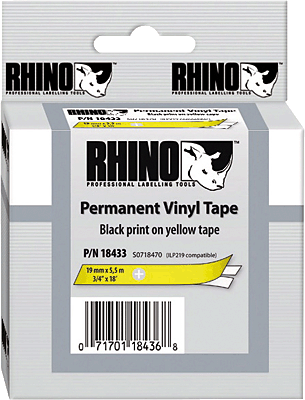 Dymo Beschriftungsband 19mm für Rhino/S0718470 19 mm x 5,5 m schwarz / gelb Vinyl