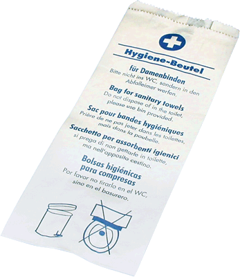 PAPSTAR Hygienebeutel mit Druck/12376 11+5,5x28cm Inh.200
