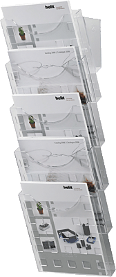 Helit Wandprospektständer A4/H6103102 A4 hoch glasklar 5er Wandsystem