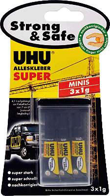 UHU Alleskleber Super Strong & Safe MINIS 3x1g/44305 Blisterkarte Inh.3 x 1 g