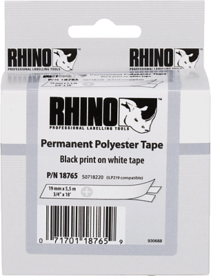 Dymo Beschriftungsband 9mm für Rhino/S0718240 9 mm x 5,5 m schwarz / weiß Polyester