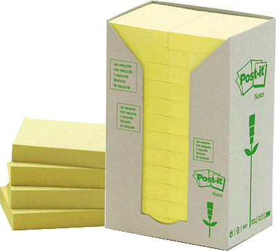 Post-it Recycling/653-1T 38 x 51 mm gelb Inh.24