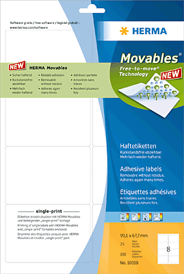 Herma Etikett Movables/10018 99,1 x 67,7 mm weiß Inh.200