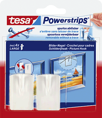 Tesa Powerstrips Bilder-Nagel/58031-00020-00 weiß Inh.2 Haken, 4 Strips