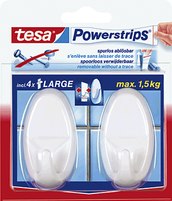 Tesa Powerstrips System-Haken/58013-00049-00 weiß Inh.2 Haken