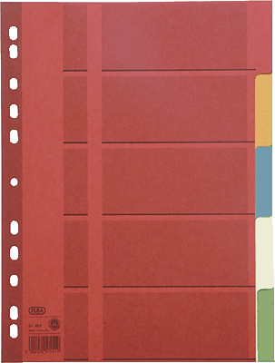 Elba Karton-Register, blanko/57451 5-teilig 5-farbig farbiger Karton (RC) 230 g/qm