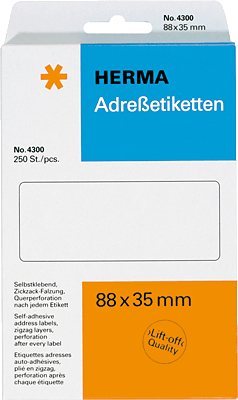 Herma Adressetiketten zickzack/4300 88 x 35 mm weiß Inh.250