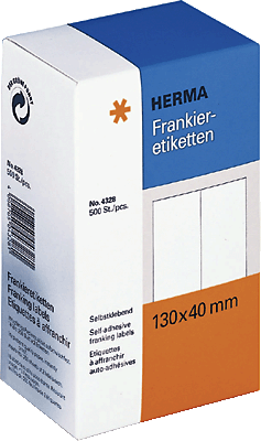 Herma Frankieretiketten/4328 130 x 40 mm weiß Blattgröße130 x 80 mm Inh.500