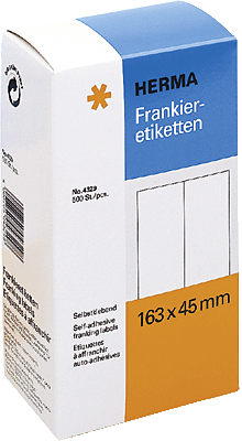 Herma Frankieretiketten/4329 163 x 45 mm weiß Blattgröße 163 x 90mm Inh.500