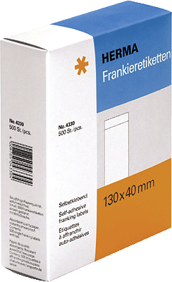 Herma Frankieretiketten/4330 130 x 40 mm weiß Blattgröße 140 x 40 mm Inh.500