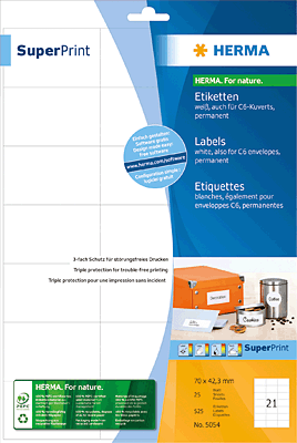 Herma Etiketten/5054 70,0x42,3 mm weiß Inh.525