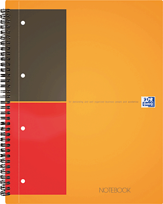 Oxford Notebook/357001201 A4+ orange/grau/rot kariert 80g/qm 80 Blatt