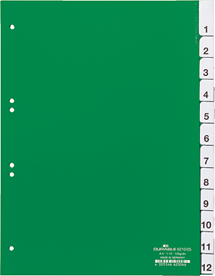 Durable Register/6210-05 DIN A4 hoch grün 12-teilig