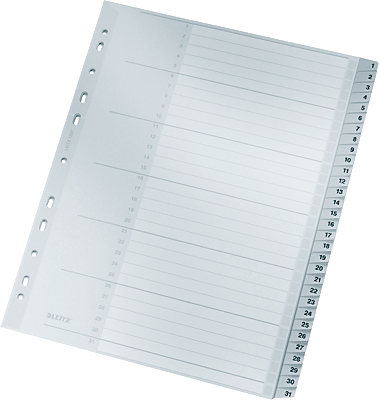 Leitz Plastikregister, Zahlen/1281 A4, 238 mm, 297 mm grau 1-31