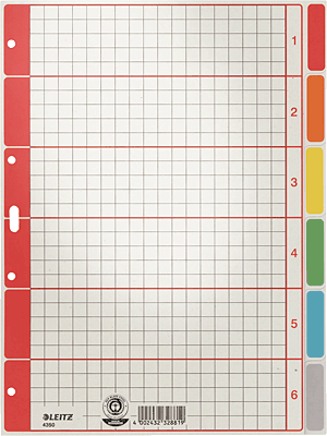 Leitz Kartonregister Blanko/4350-00-85 A4  grau mit farbigen Taben 6-teilig
