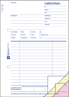 Avery Zweckform Lieferscheine/Empfangsscheine/721 DIN A5 hoch weiß/gelb/rosa Bl Inh.3x50 Blatt