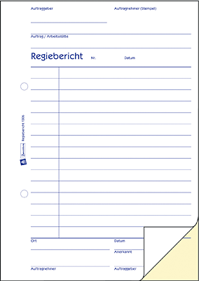 Zweckform Regiebericht/1306 DIN A5 hoch weiß/gelb Blaupapier Inh.2x50 Blatt