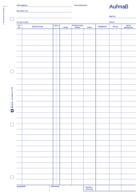 Zweckform Aufmaßbuch/1318 DIN A4 hoch weiß Blaupapier Inh.100 Blatt