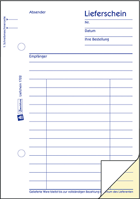 Avery Zweckform Lieferscheine/1722 DIN A6 hoch weiß/gelb sd Inh.2x40 Blatt