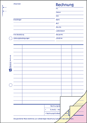 Zweckform Rechnung SD/1731 A5 weiß/gelb/rosa selbstdurchschreibend 3x40 Blatt