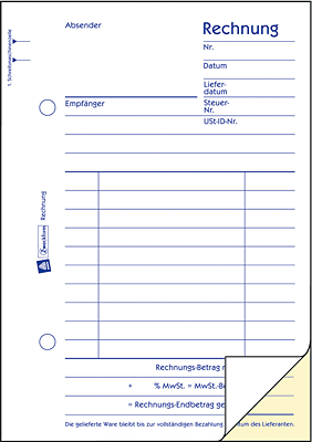 Zweckform Rechnung SD/1732 A6 hoch ws/gelb selbstdurchschreibend Inh.2x40 Blatt
