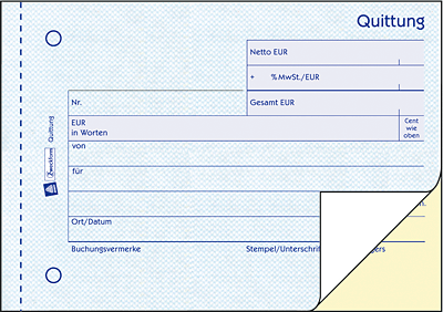 Zweckform Quittungen mit MwSt-Nachweis/1735 A6 quer Inh.2x40 Blatt