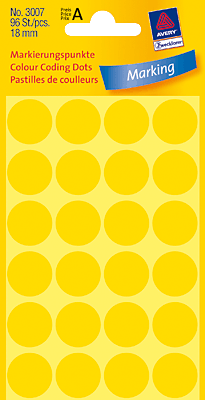 Avery Zweckform Markierungspunkte/3007 Ø 18mm gelb Inh.96