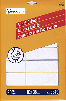 Avery Zweckform Adressetiketten Bogen/3349 102 x 38 mm Inh.280